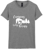Camping Is My Therapy t-shirt in sport grey