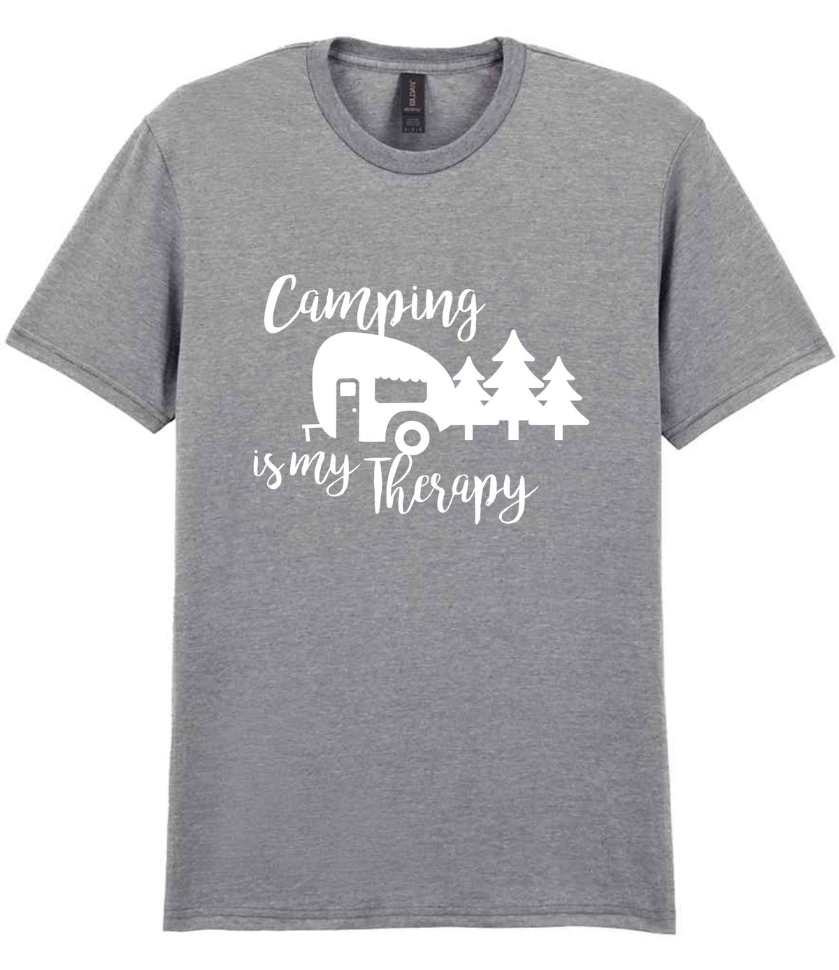 Camping Is My Therapy t-shirt in sport grey