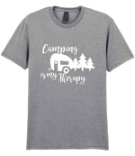 Camping Is My Therapy t-shirt in sport grey