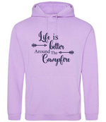 Life Is Better Around the Campfire – Unisex Hoodie in Lavender with Navy vinyl