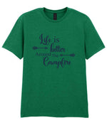 Life Is Better Around the Campfire – Unisex T-Shirt in Kelly Green with Navy vinyl