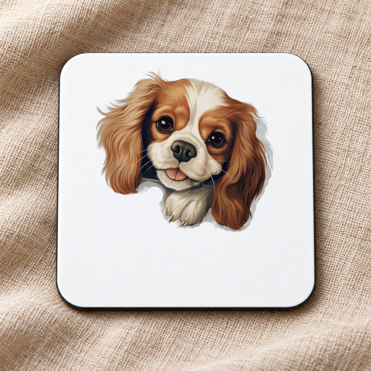Cavalier King Charles Spaniel coaster in white