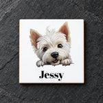 Customisable West Highland White Terrier – Ceramic Coaster, personalised with your own text