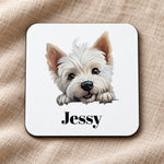 Customisable West Highland White Terrier – Coaster, personalised with your own text