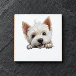 West Highland White Terrier ceramic coaster in white