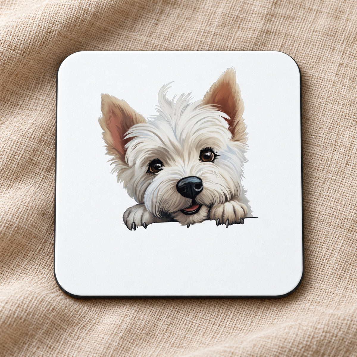 West Highland White Terrier coaster in white