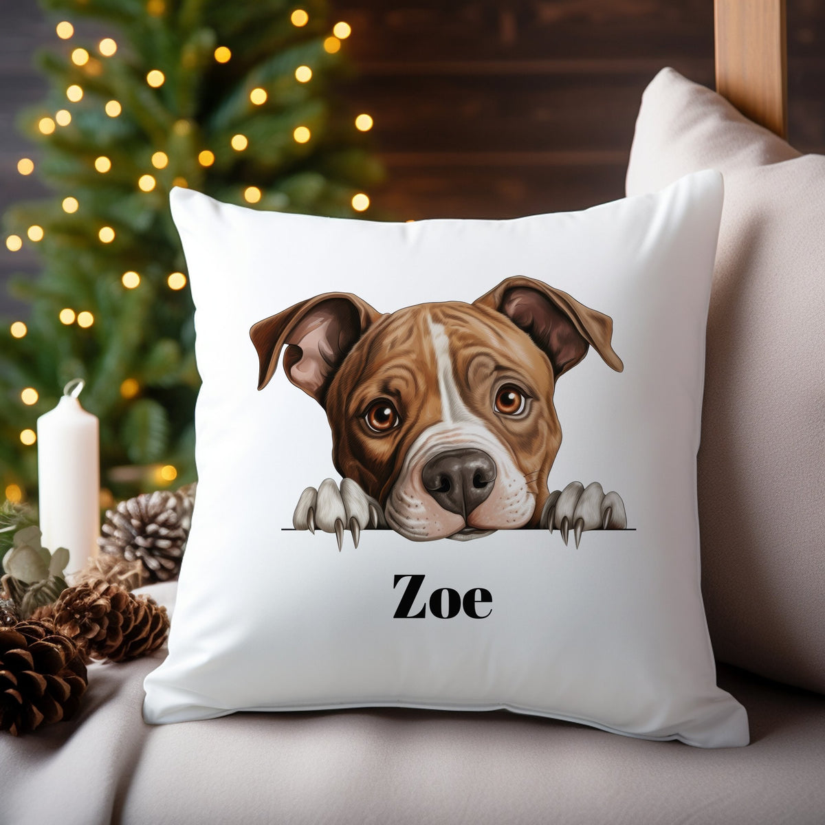 Customisable American Staffordshire Terrier – Cushion, personalised with your own text