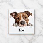 Customisable American Staffordshire Terrier – Ceramic Coaster, personalised with your own text
