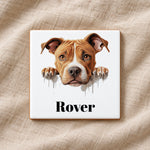 Customisable American Pit Bull Terrier – Ceramic Coaster, personalised with your own text