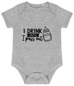 I Drink Until I Pass Out baby bodysuit in heather grey
