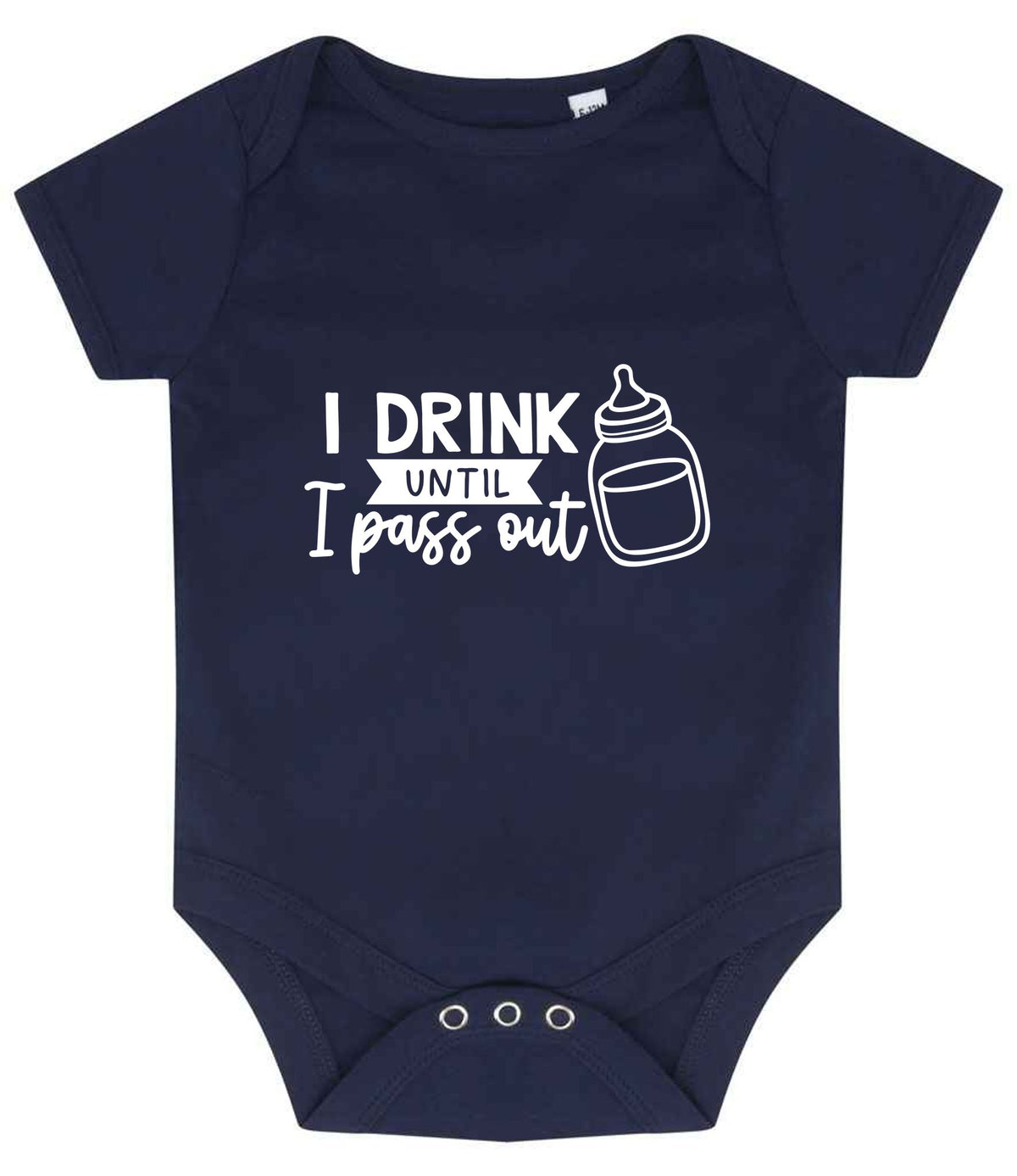 I Drink Until I Pass Out baby bodysuit in navy
