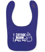 I Drink Until I Pass Out toddler bib in purple