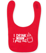 I Drink Until I Pass Out toddler bib in red