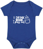 I Drink Until I Pass Out baby bodysuit in royal blue