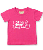 I Drink Until I Pass Out t-shirt in fuchsia