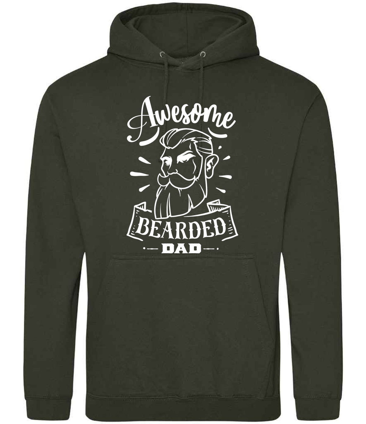 Awesome Bearded Dad hoodie in combat green