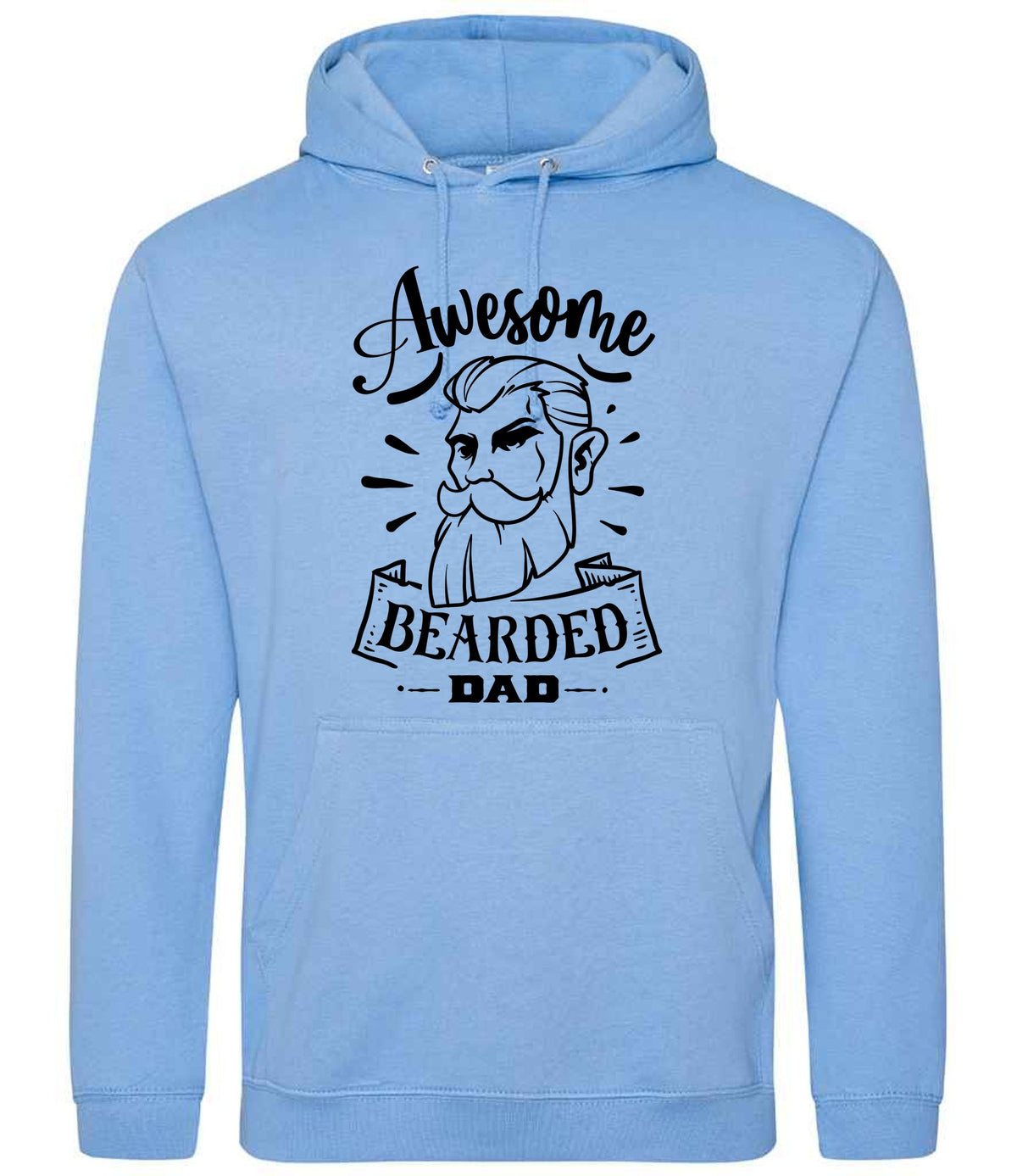 Awesome Bearded Dad hoodie in cornflower blue