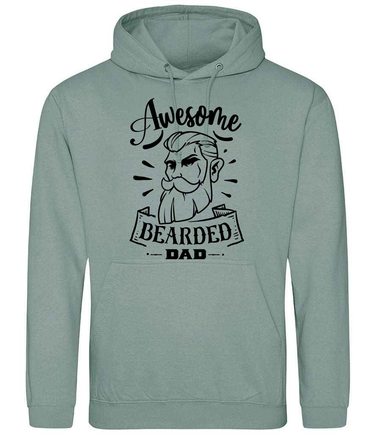 Awesome Bearded Dad hoodie in dusty green