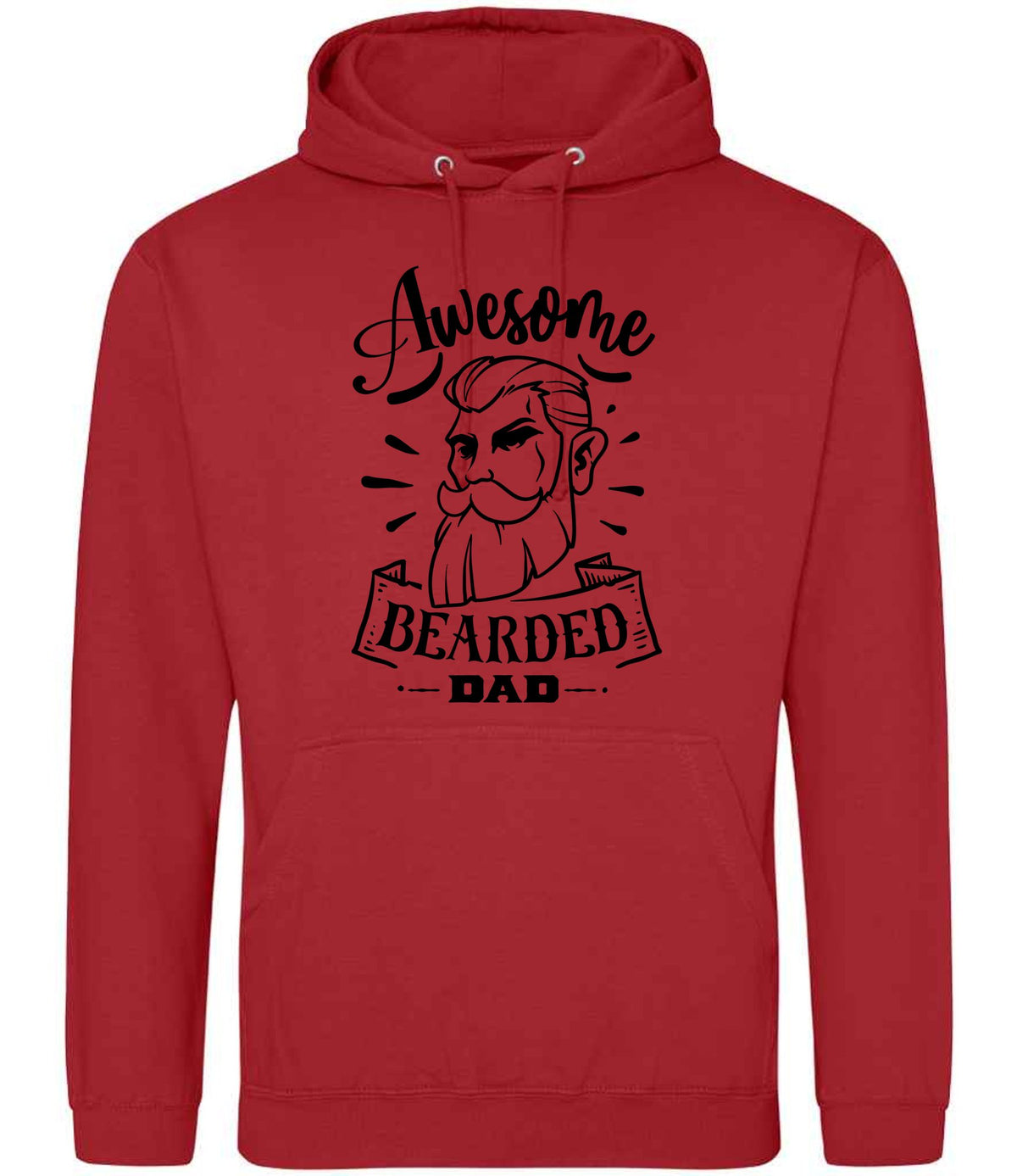 Awesome Bearded Dad hoodie in fire red