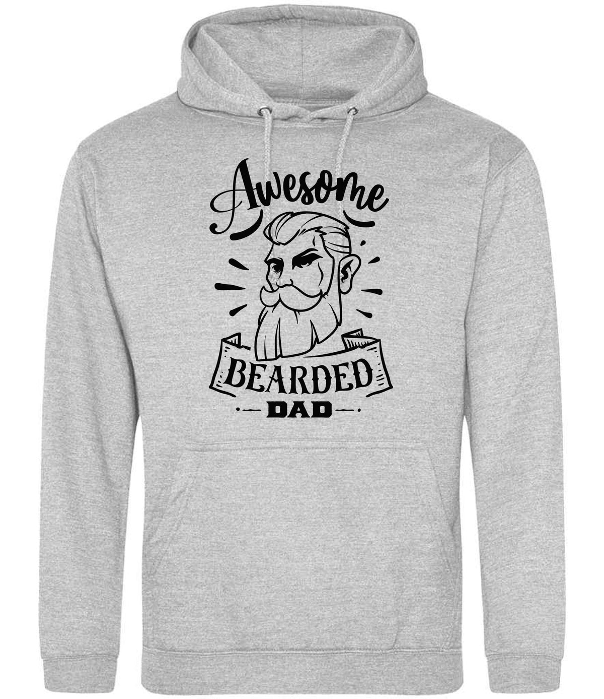 Awesome Bearded Dad hoodie in heather grey
