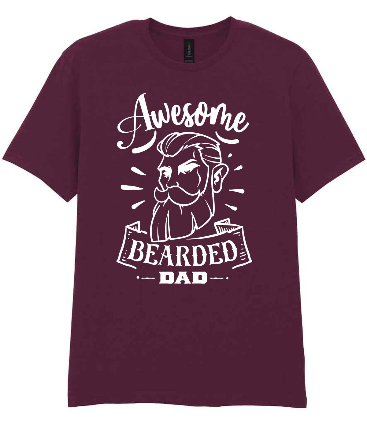 Awesome Bearded Dad t-shirt in maroon