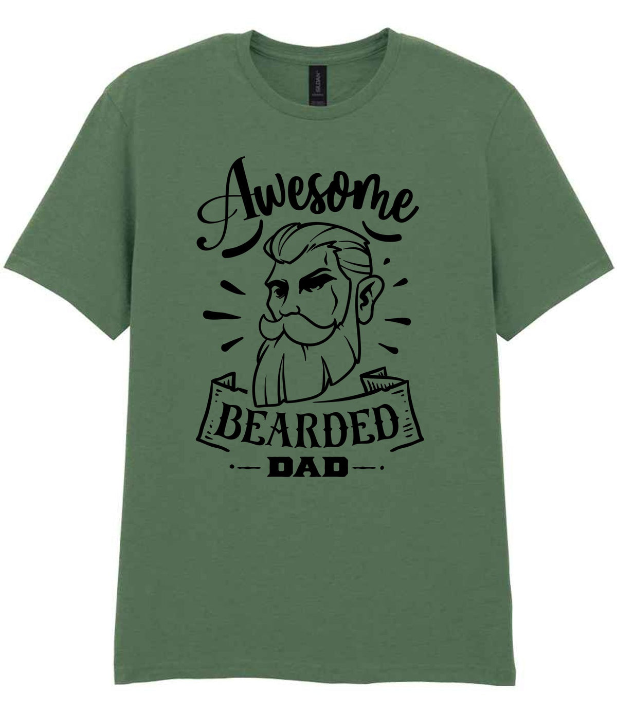 Awesome Bearded Dad t-shirt in military green