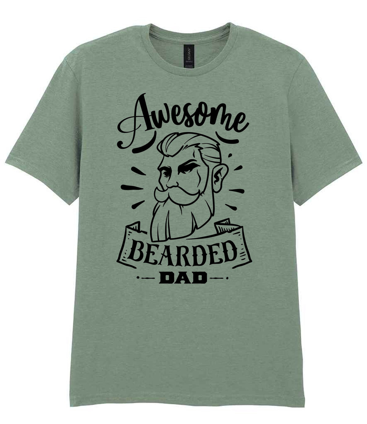 Awesome Bearded Dad t-shirt in sage