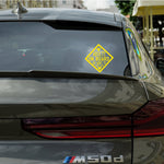 Adults on Board We Want to Live Too – Bumper Sticker in Dark with Yellow vinyl