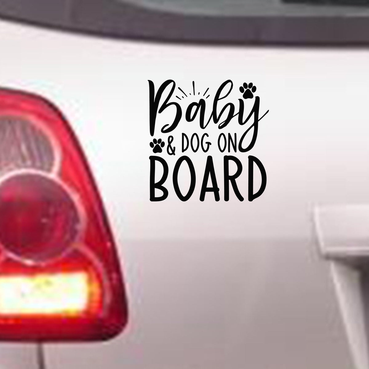 Baby & Dog on Board bumper sticker in standard