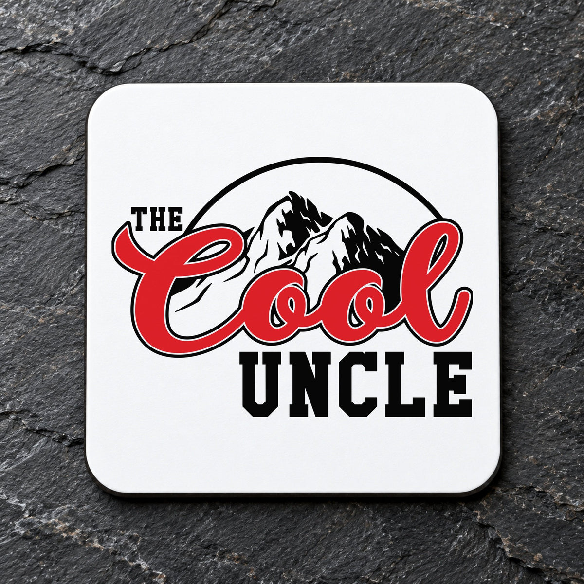 The Cool Uncle coaster in white