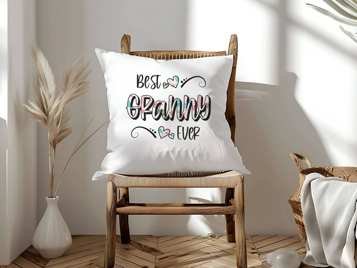 Best Granny Ever cushion in white