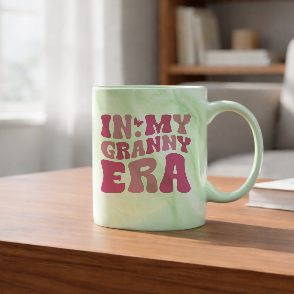 In My Granny Era marble mug in green