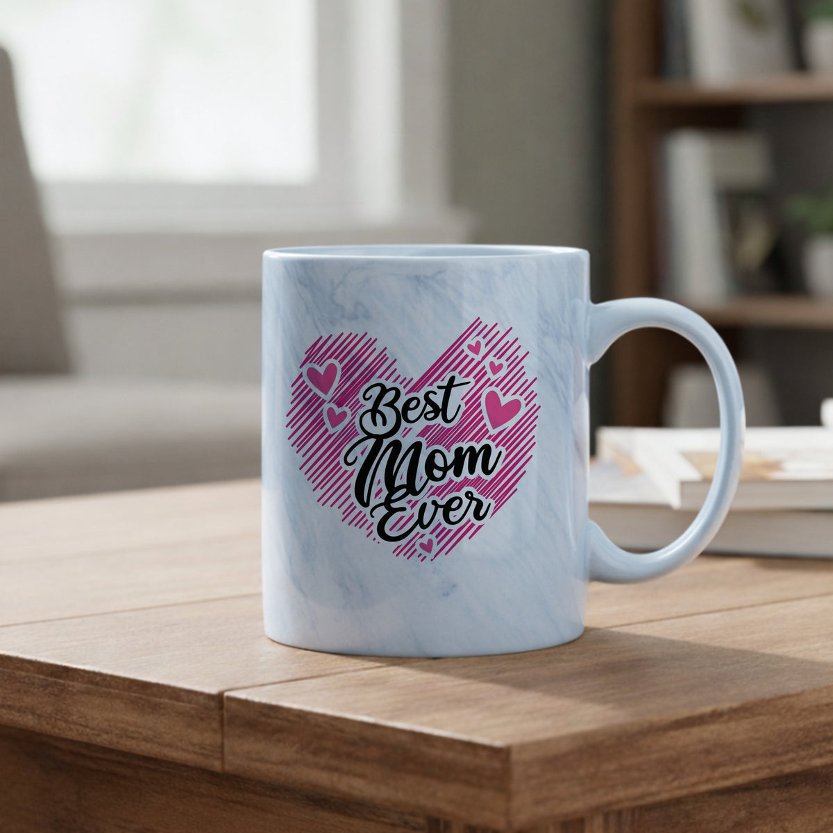 Best Mom Ever marble mug in blue