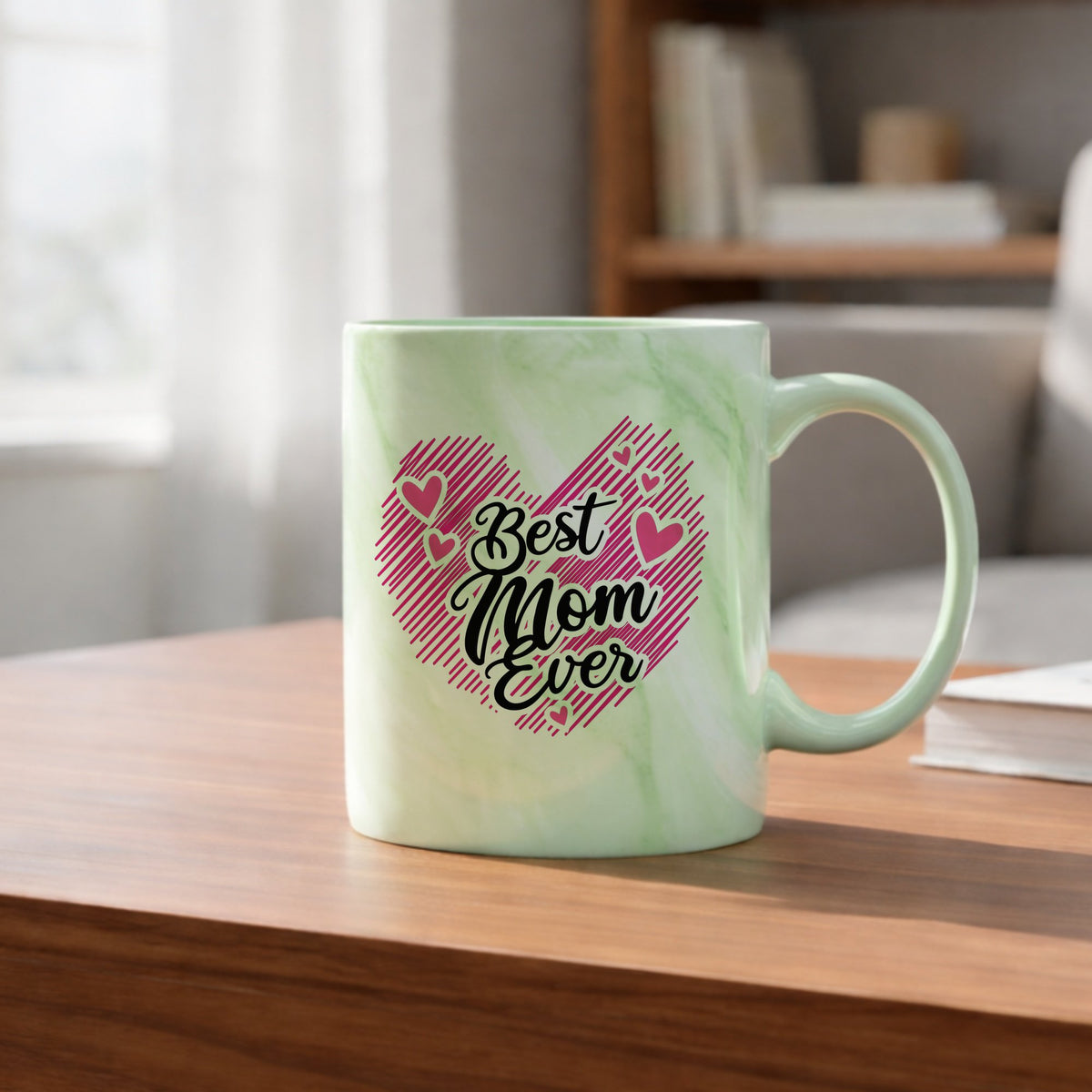 Best Mom Ever marble mug in green