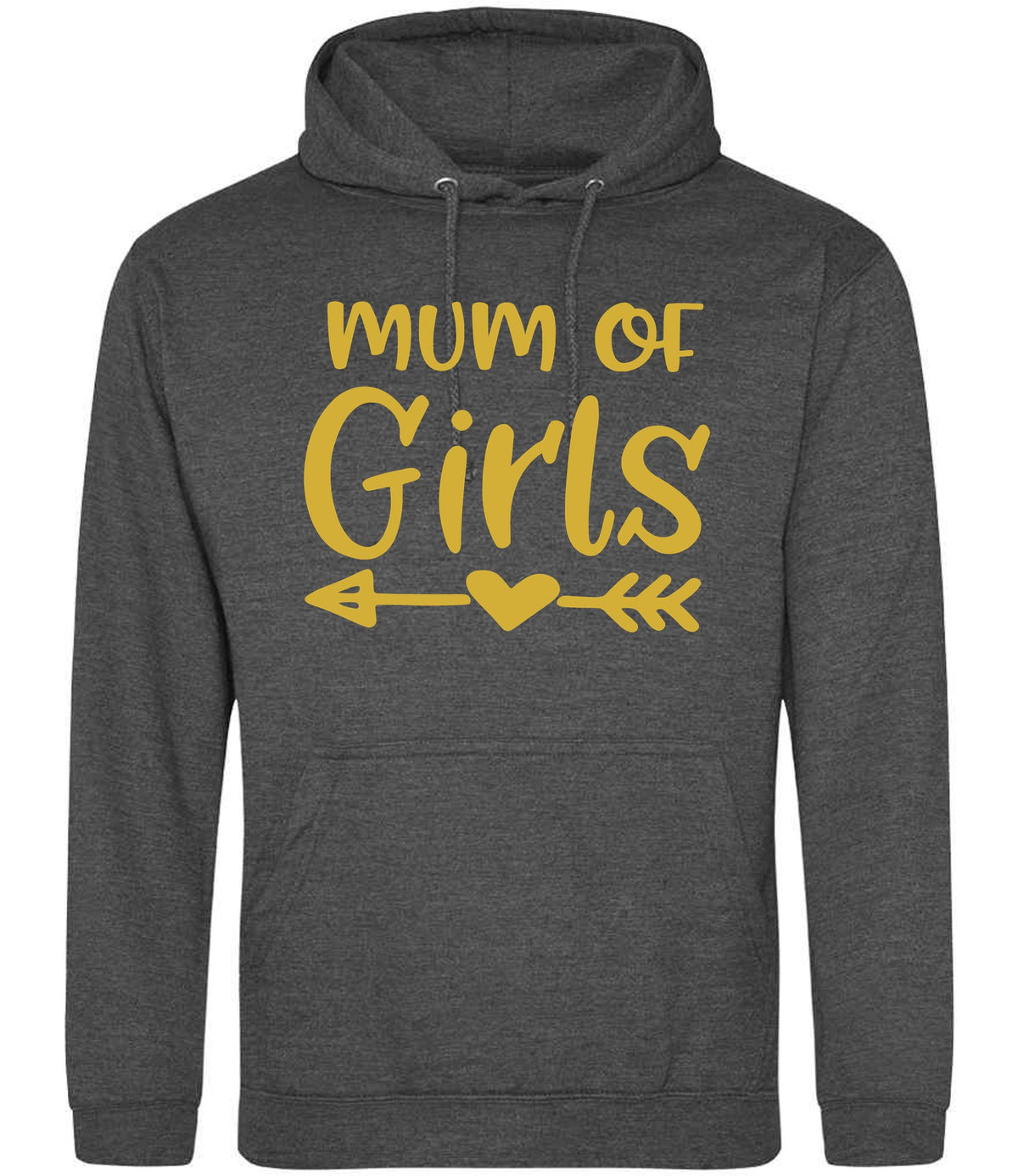 Mum of Girls – Unisex Hoodie in Charcoal with Gold vinyl
