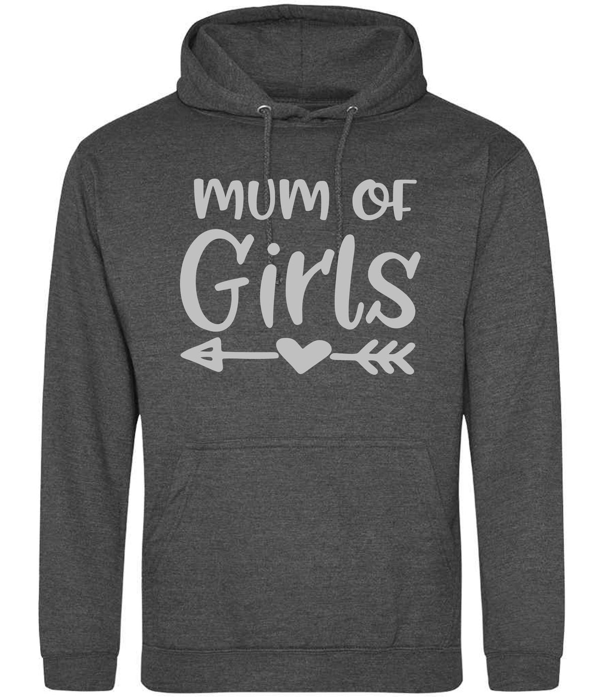Mum of Girls – Unisex Hoodie in Charcoal with Silver vinyl