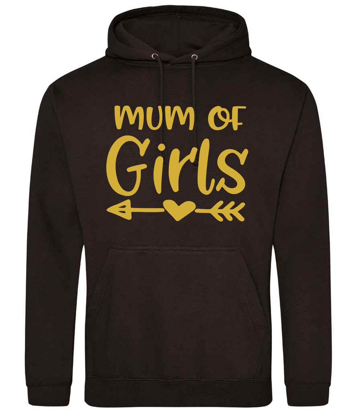 Mum of Girls – Unisex Hoodie in Jet Black with Gold vinyl