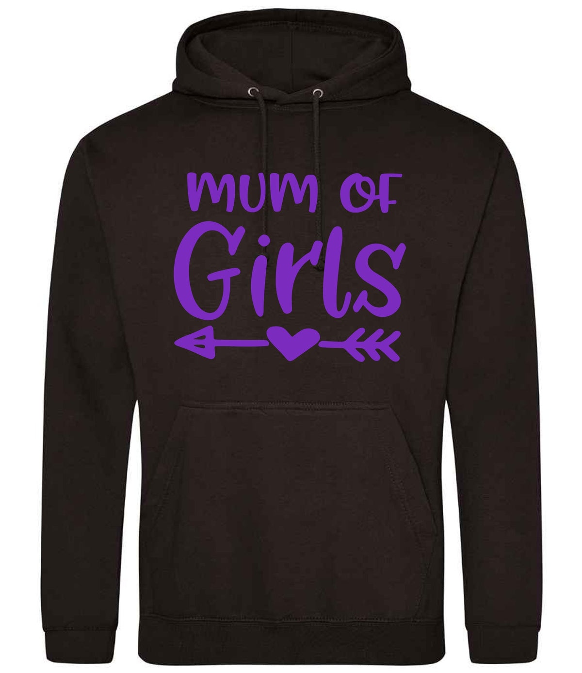 Mum of Girls – Unisex Hoodie in Jet Black with Purple vinyl