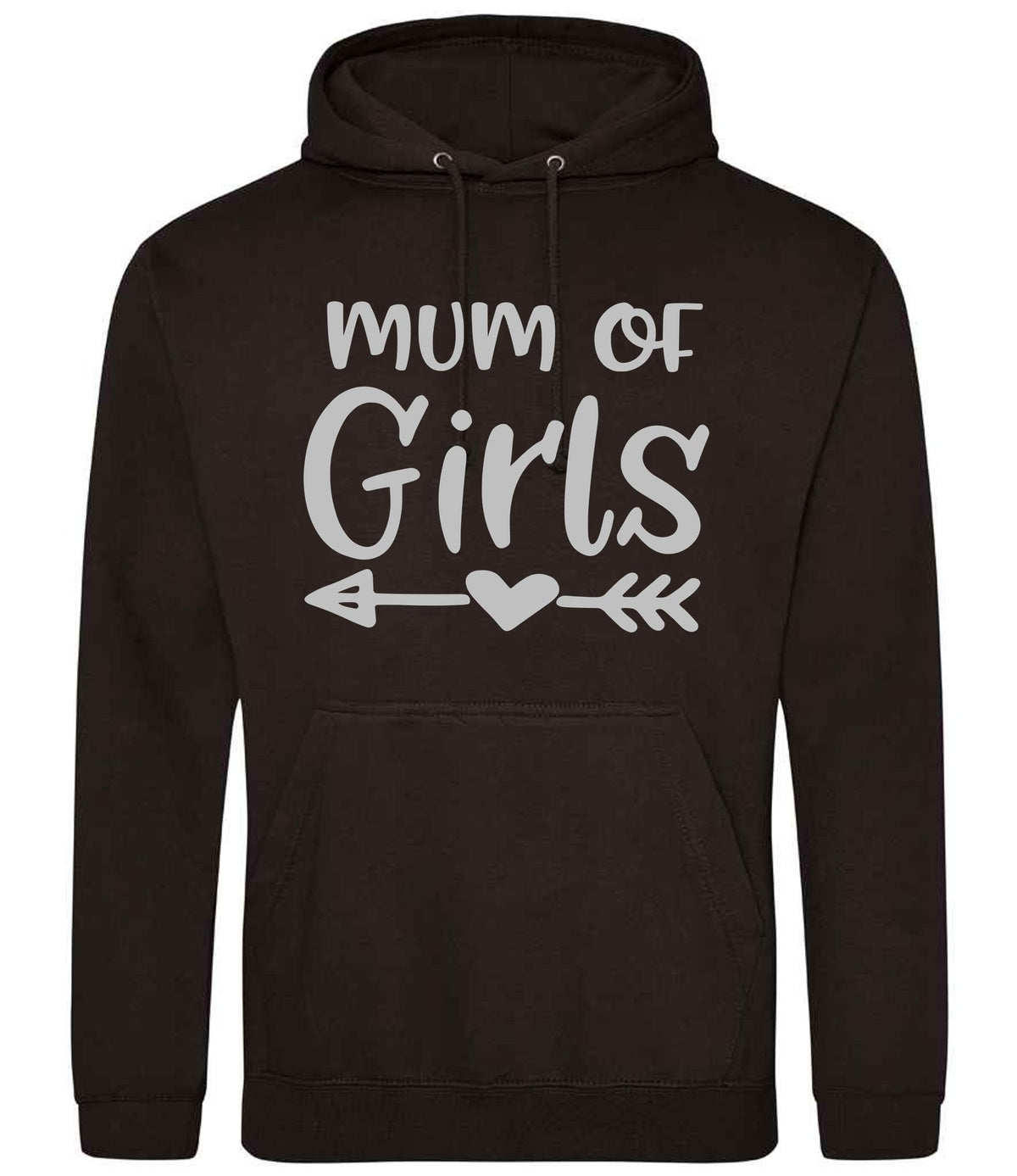 Mum of Girls – Unisex Hoodie in Jet Black with Silver vinyl