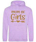 Mum of Girls – Unisex Hoodie in Lavender with Gold vinyl