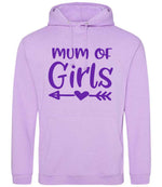 Mum of Girls – Unisex Hoodie in Lavender with Purple vinyl
