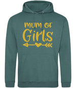 Mum of Girls – Unisex Hoodie in Moss Green with Gold vinyl