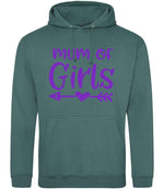 Mum of Girls – Unisex Hoodie in Moss Green with Purple vinyl