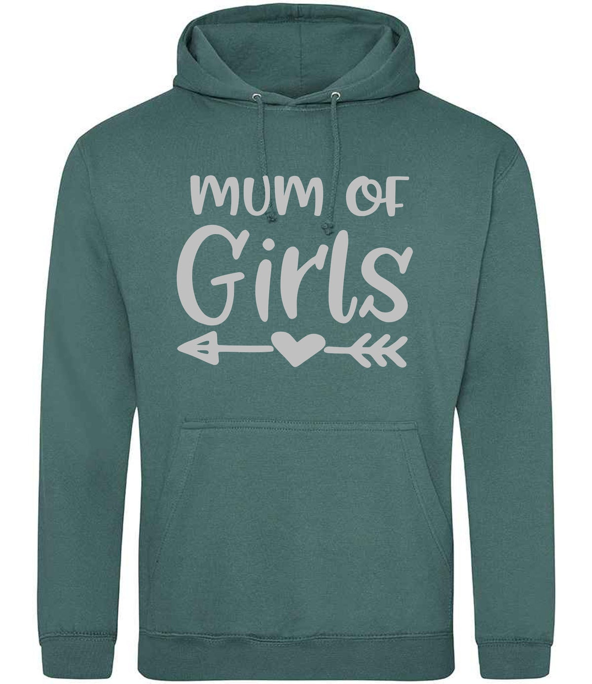 Mum of Girls – Unisex Hoodie in Moss Green with Silver vinyl