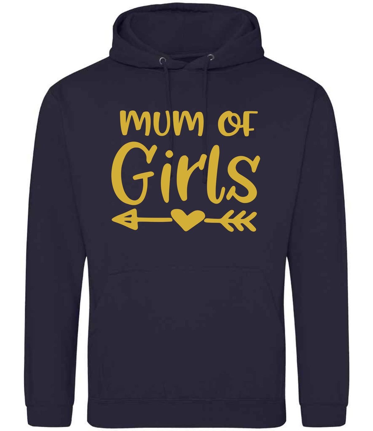 Mum of Girls – Unisex Hoodie in New French Navy with Gold vinyl