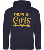 Mum of Girls – Unisex Hoodie in New French Navy with Gold vinyl