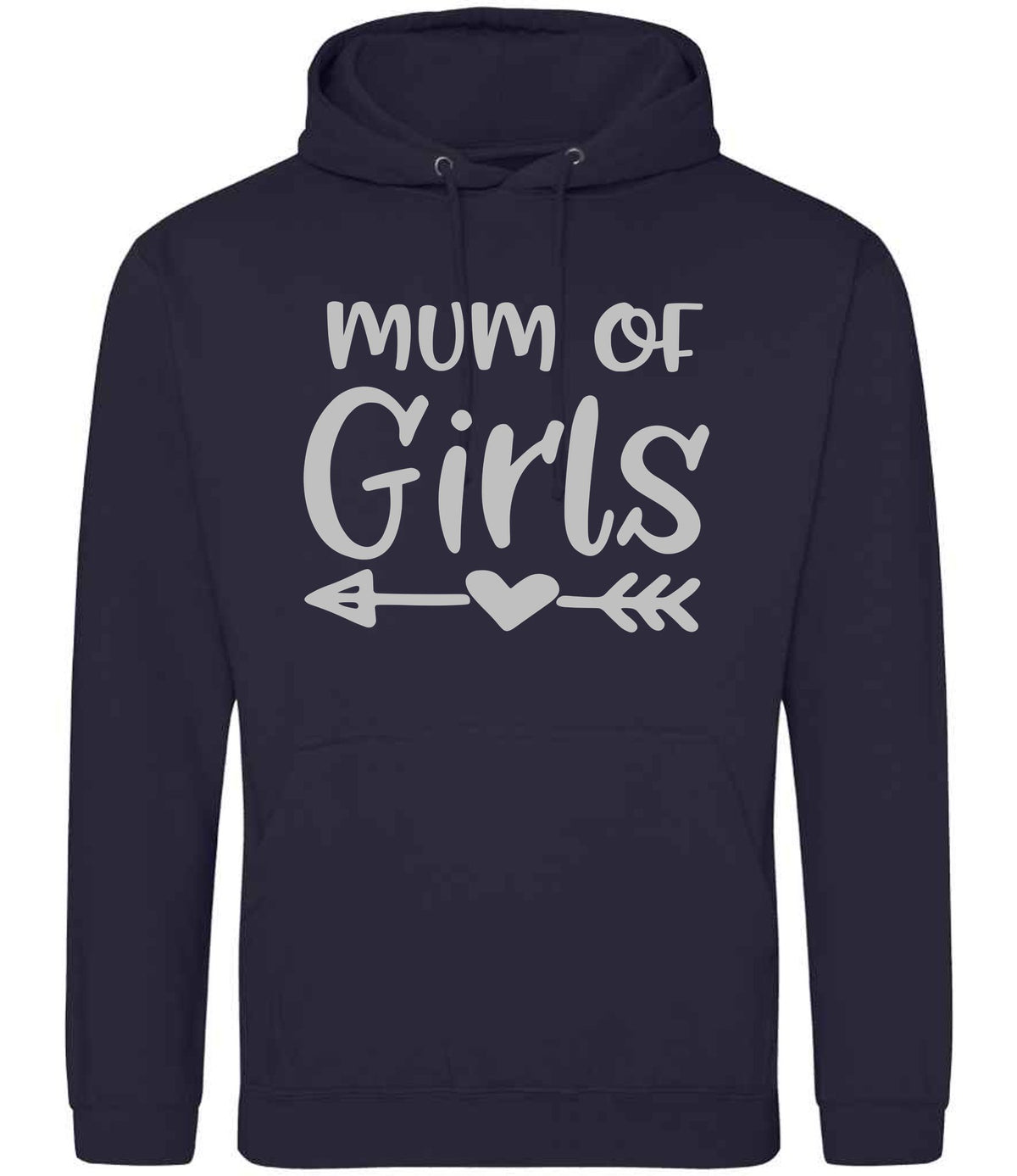 Mum of Girls – Unisex Hoodie in New French Navy with Silver vinyl