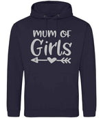 Mum of Girls – Unisex Hoodie in New French Navy with Silver vinyl