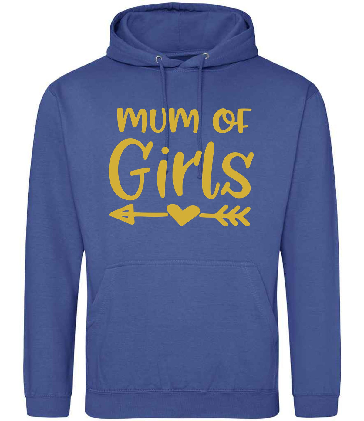 Mum of Girls – Unisex Hoodie in Royal Blue with Gold vinyl