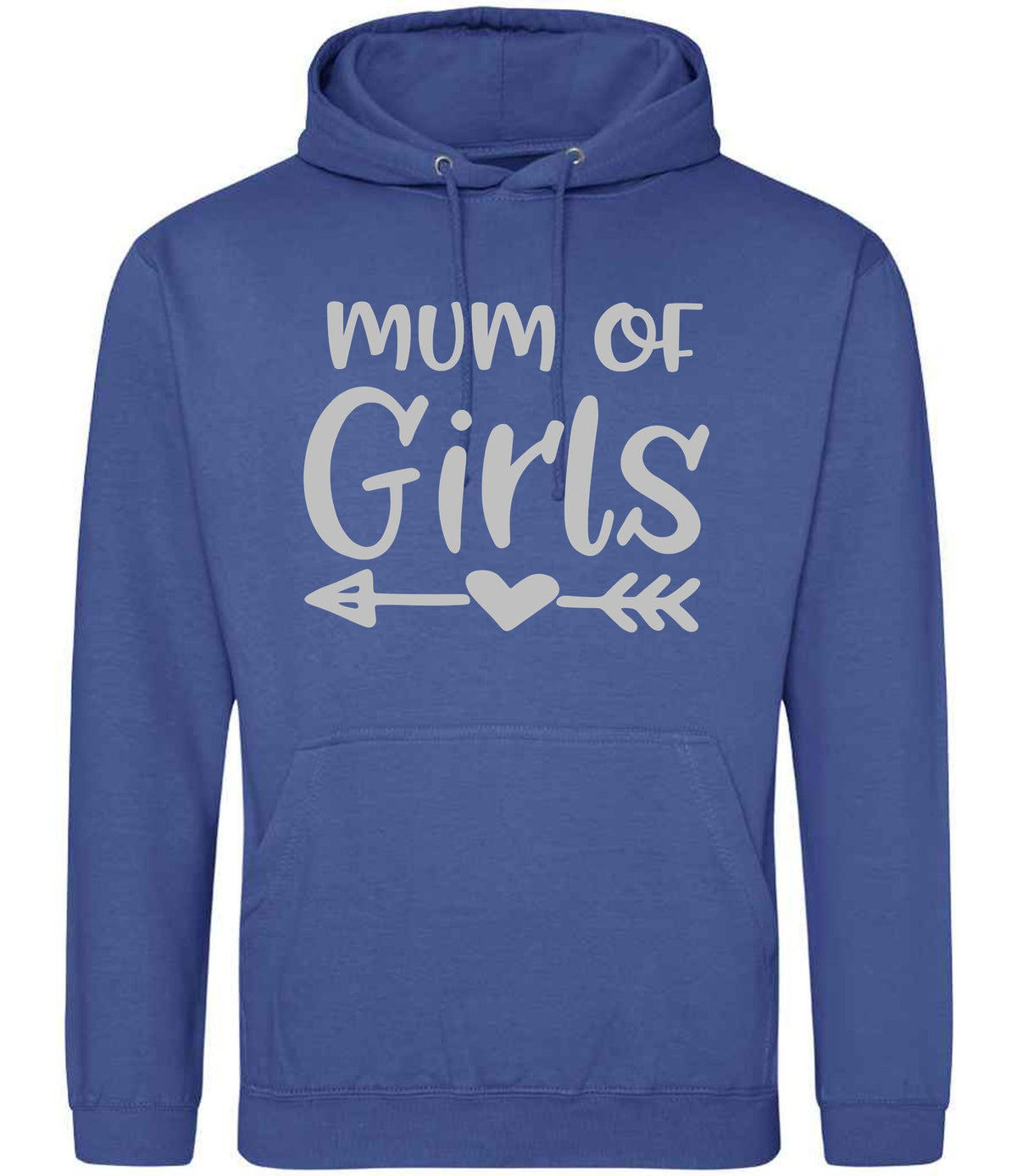 Mum of Girls – Unisex Hoodie in Royal Blue with Silver vinyl